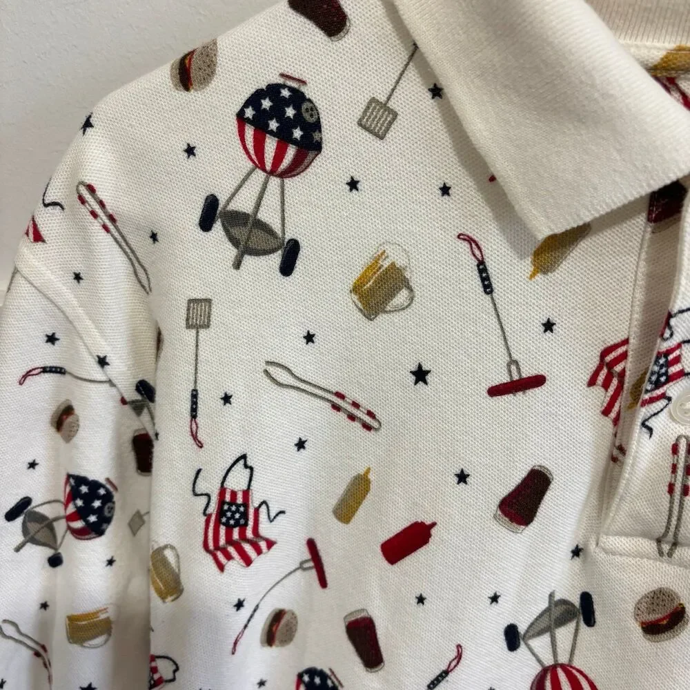 Croft & Barrow Sport BBQ 4th Of July Memorial Day S/S Polo Shirt Top - Picture 3 of 7